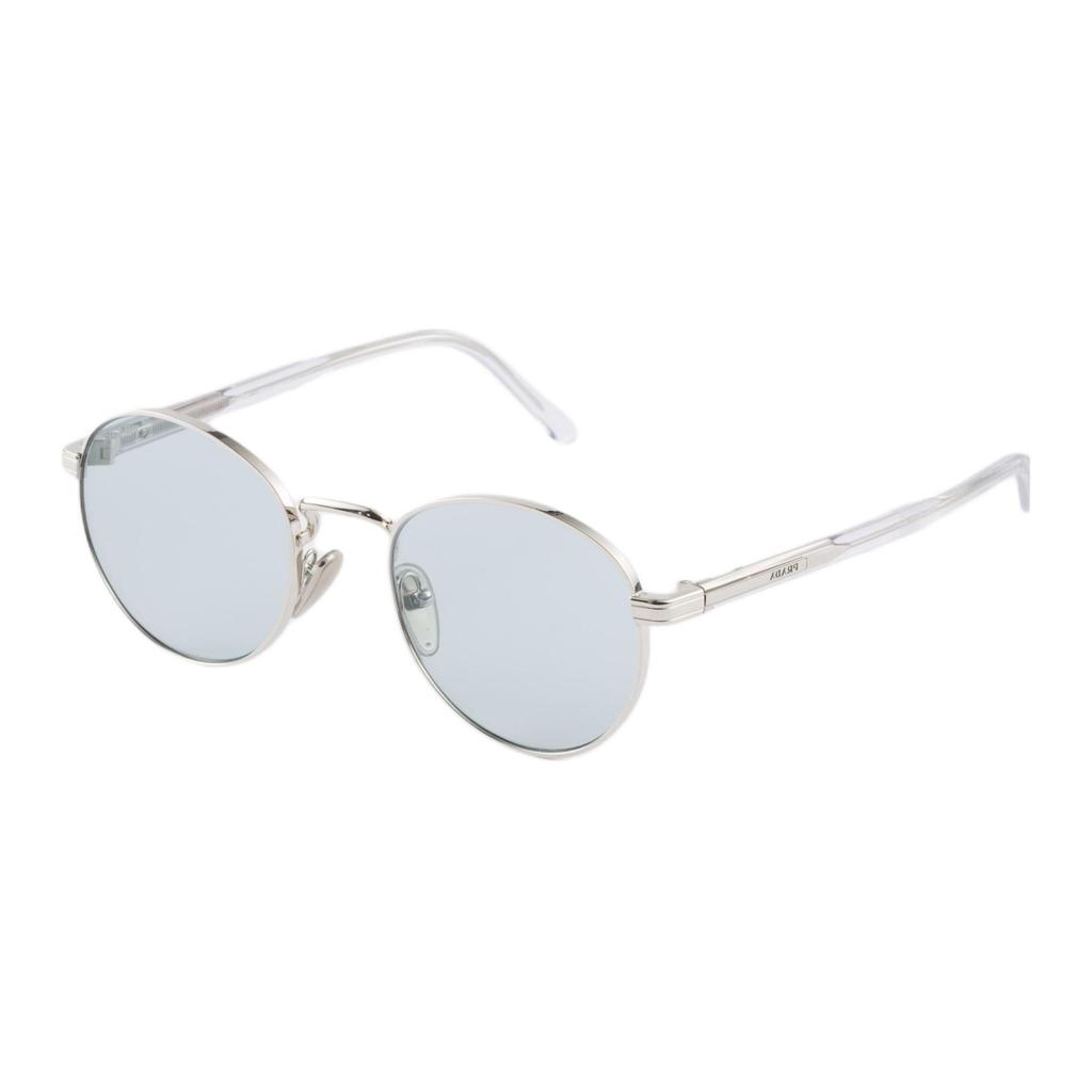 Prada Full Frame Design Metal Round Sunglasses Men sunglasses Silver SPRB51E1BCC053