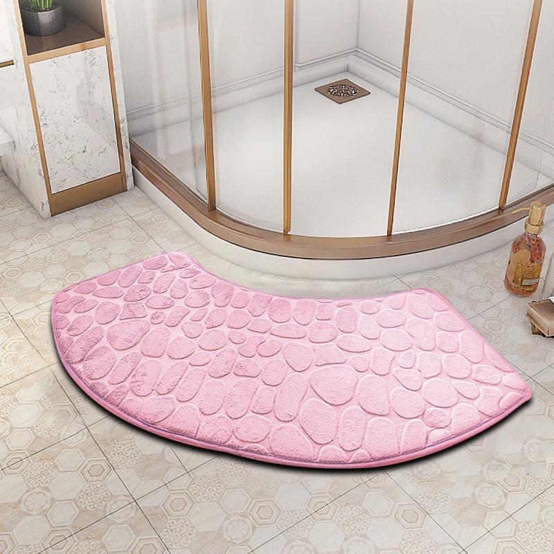 Curved Bathroom Mat Thickened Shower Room Absorbent Door Mat Toilet Bathroom Non-Slip Mat Dirt-Resistant Entrance Mat