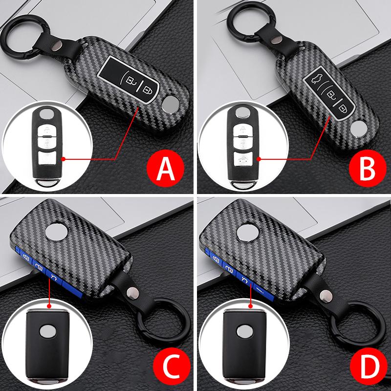 Carbon Fiber Silicon Car Key Cover Case For Mazda 3 Alexa Cx4 Cx5 Cx8   Auto Remote Smart Protective Shell Accessories
