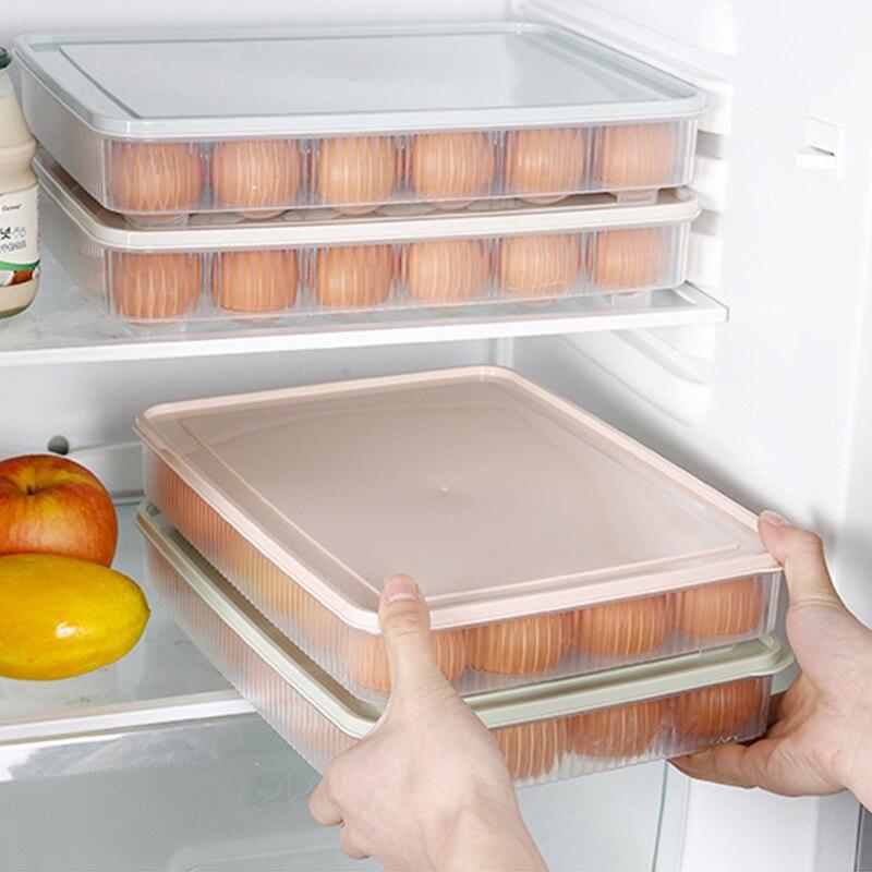 24 Grids Egg Box Refrigerator Preservation Portable Picnic Egg Storage Box Food Grade Plastic Egg Box with Cover Kitchen Supplie