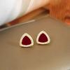 Wine red triangle atmosphere earrings for women
