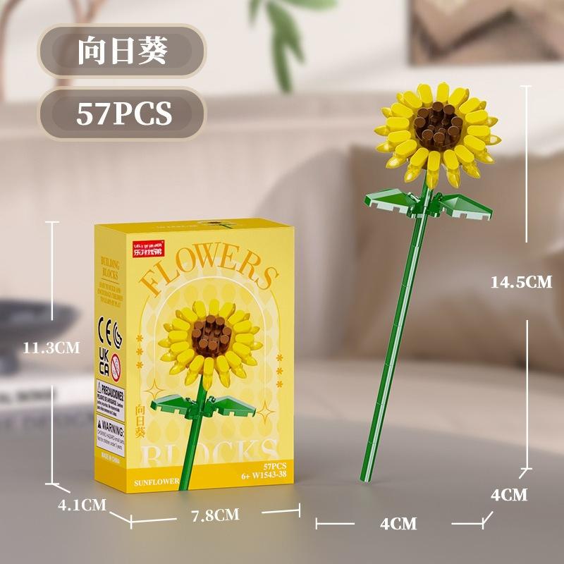 Bouquet Flower Mini Particle Blocks Flowers Model Micro Building Bricks Creative Desk Decor For Adults Toys for Children