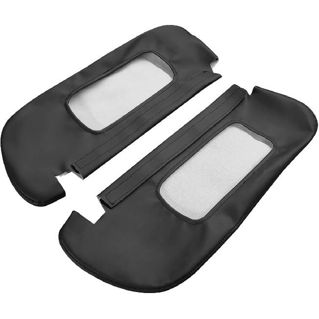 Paar Sonnenblende Leder Schwarz Abdeckung Haut Ersatz Kompatibel mit Dodge RAM 1500 2500 1994-2001