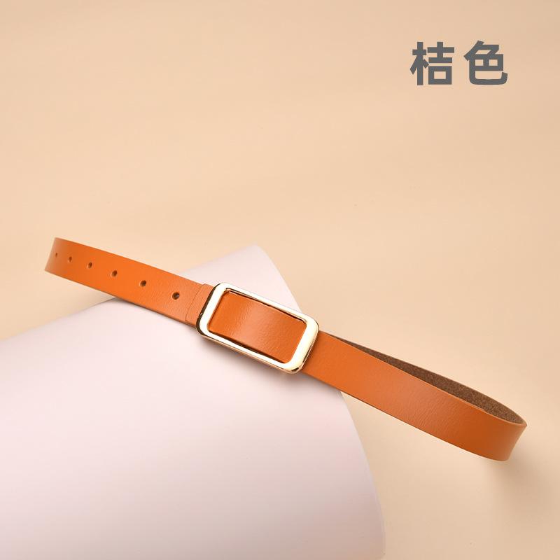 New Women'S Round Buckle Hollow Belt Jeans Decorative Belt Waist Seal Versatile Genuine Cowhide Women'S Smooth Buckle Belt