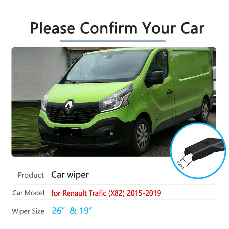 for Renault Trafic X82 2015 2016 2017 2018  Car Wiper Blades Windscreen Window Wipers for Opel Vauxhall Vivaro Car Stickers