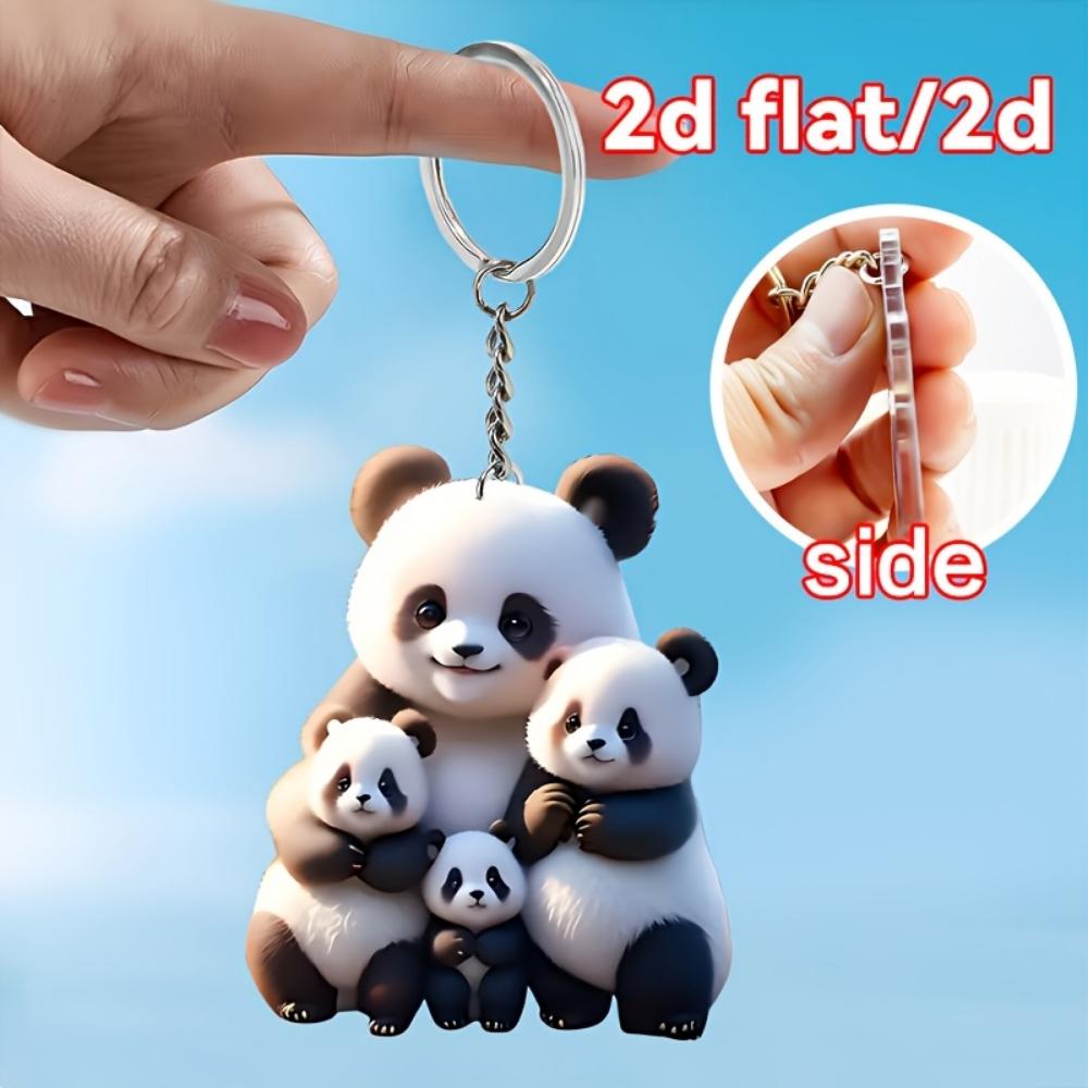 2d flat acrylic keychain pendant, Christmas decorative chain, flat decorative pendant pendant  red panda family photo pendant acrylic keychain pendant