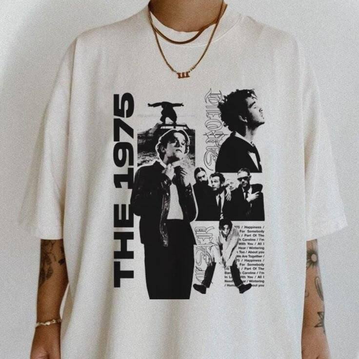 Винтажная футболка The 1975 Band Репринт Все размеры Мужская Женская AHN00855 Унисекс XXXXL