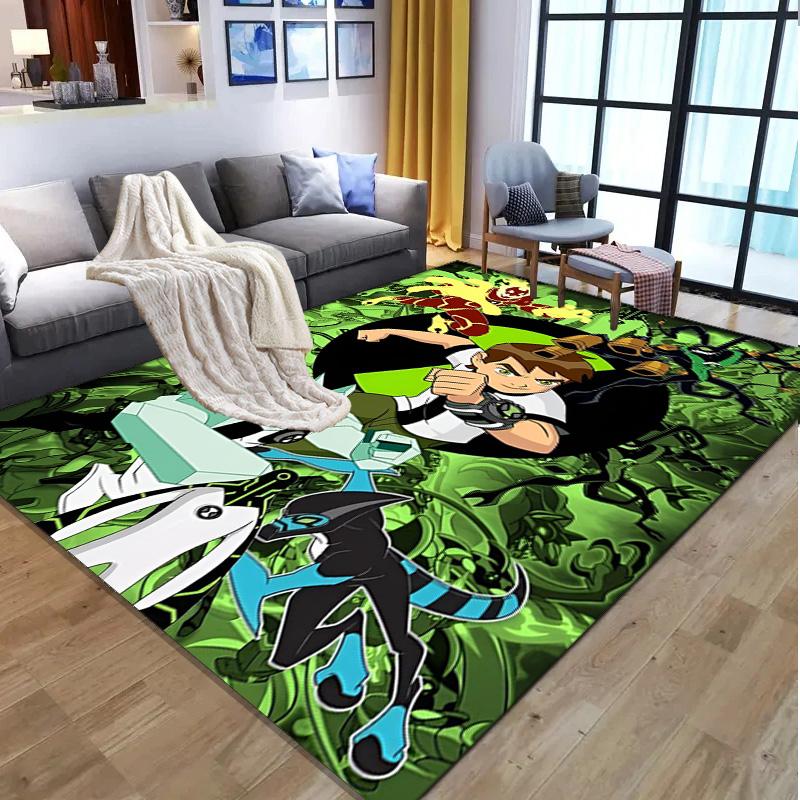 Ben 10 Cartoon Pattern Rug, Indoor/Outdoor Mat, for Picnic, Gameroom, Bedroom, Office, Living Room, Home Decor Carpet, Birthday Gift