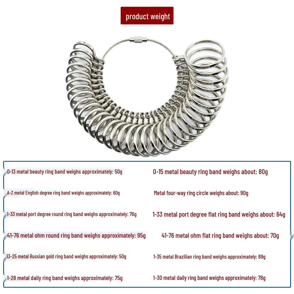 Adjustable Metal Ring Sizer and Measurement Tool
