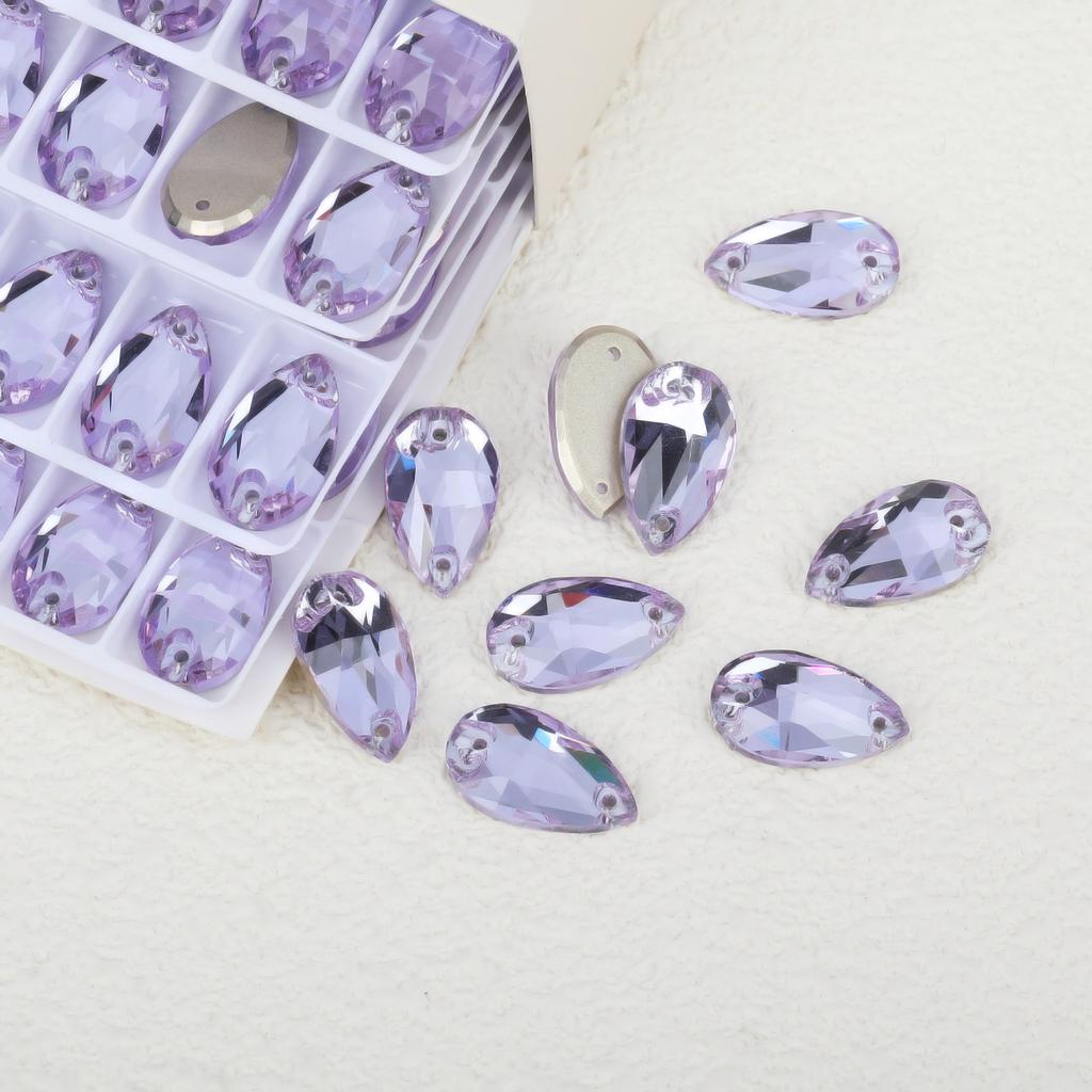 K9 Weichen Glass Boutique Hand-Sewn Drill Flat Bottom Double Hole Water Drop Flat Buckle Ab Special-Shaped Colored Diamond Diy/Double Hole Gem Drill