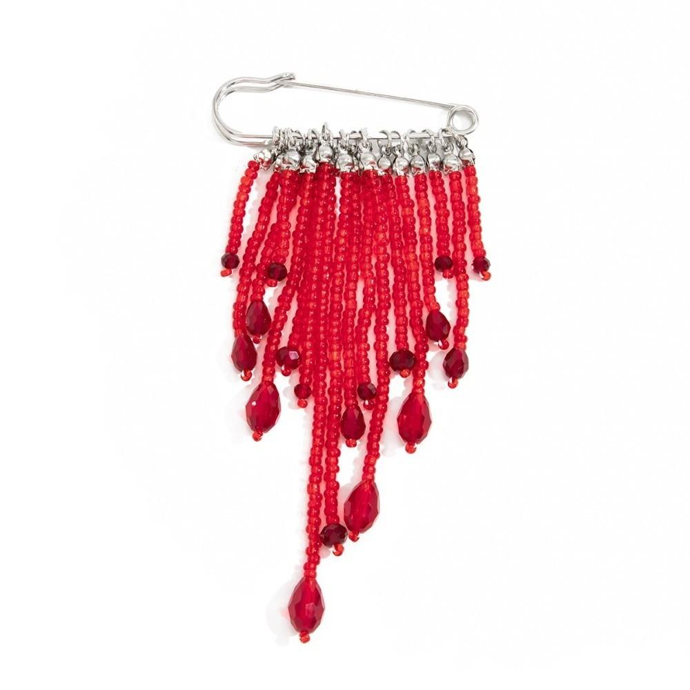 Red Crystal Clasp Badge Safety Clasp Lapel Pin Fashion Brooch Pin  Party Match