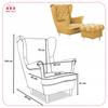 Carol Wing Chair with Footrest Scandinavian Family Meble Yellow Honey