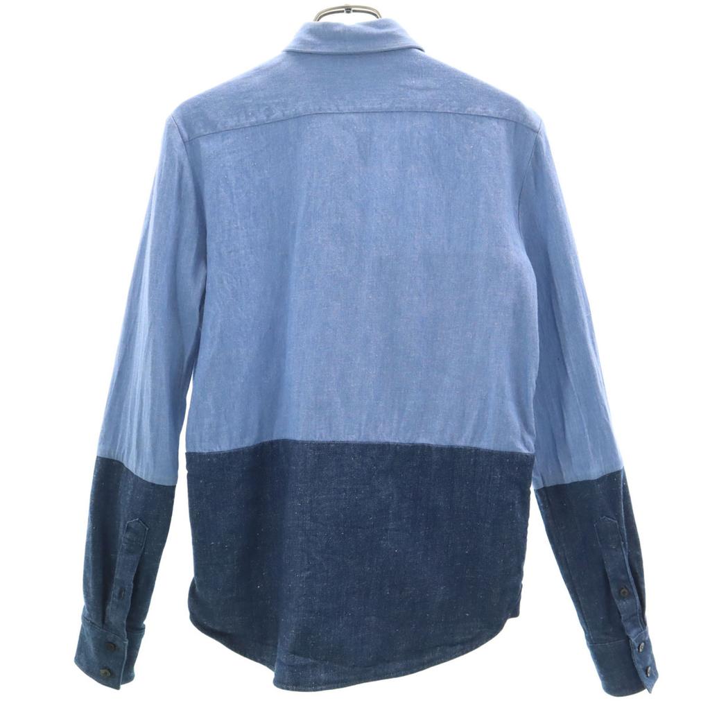 Celine Long Sleeve Two-tone Color Denim Shirt 36 Light Blue Women Used