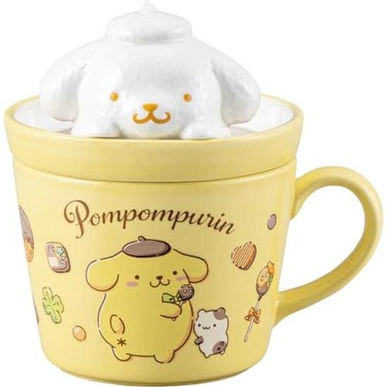 Sun Art Sanrio Pom Purin Mug Lid Insulated Approximately 1213cm 230mL Latte Goods Miscellaneous Birthday Present Yellow SAN4551-5