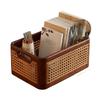 Luxury Rattan Storage Basket Rectangular Organizer Bin with Handles for Home Cosmetics Kitchen Accessories Desk Storage