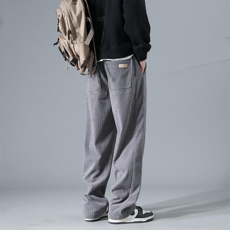 

Вельветовые брюки мужские весенне-осенние модные прямые ретро универсальные свободные широкие брюки кэжуал L серый