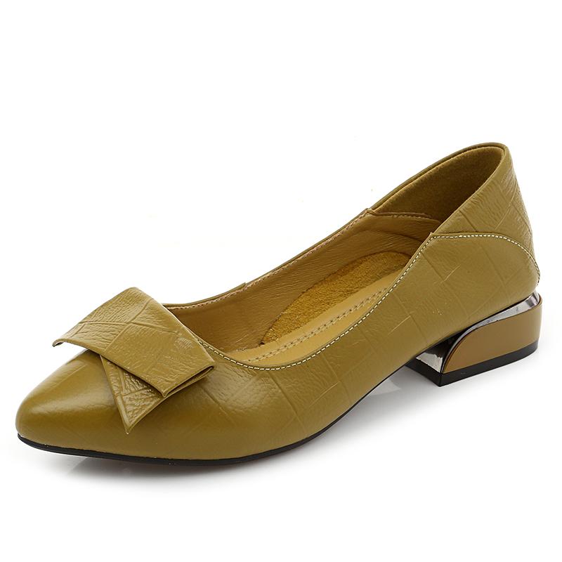 Mode GKTINOO Markenschuhe Dicke Absätze Damen Pumps Echtes Leder Spitzzehe Bunte Blockabsätze Party Handgefertigte Schuhe Frauen