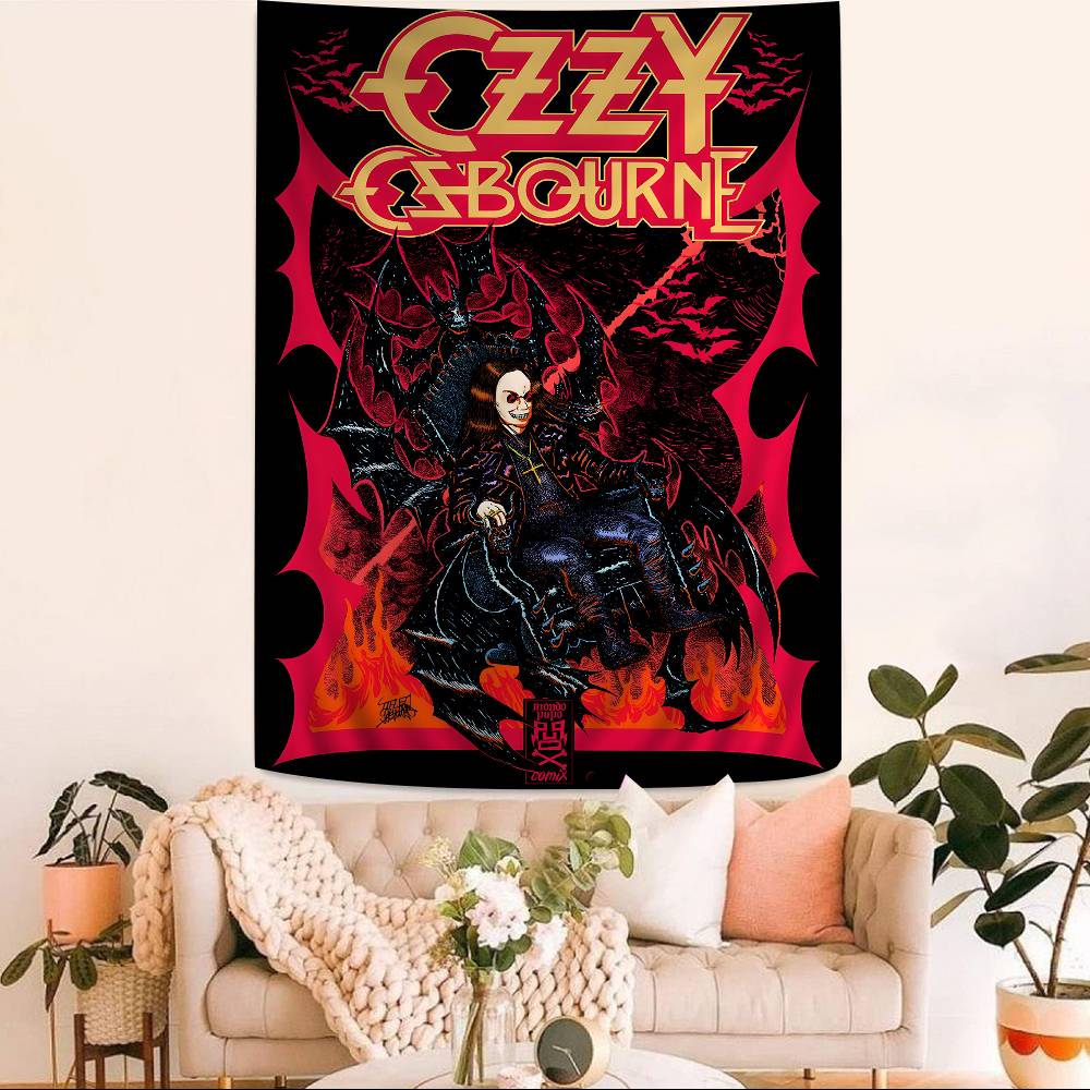 Retro Oozzy Oosbourne Band Colorful Tapestry Wall Hanging Hanging Tarot Hippie Wall Rugs Dorm Wall Art Decor