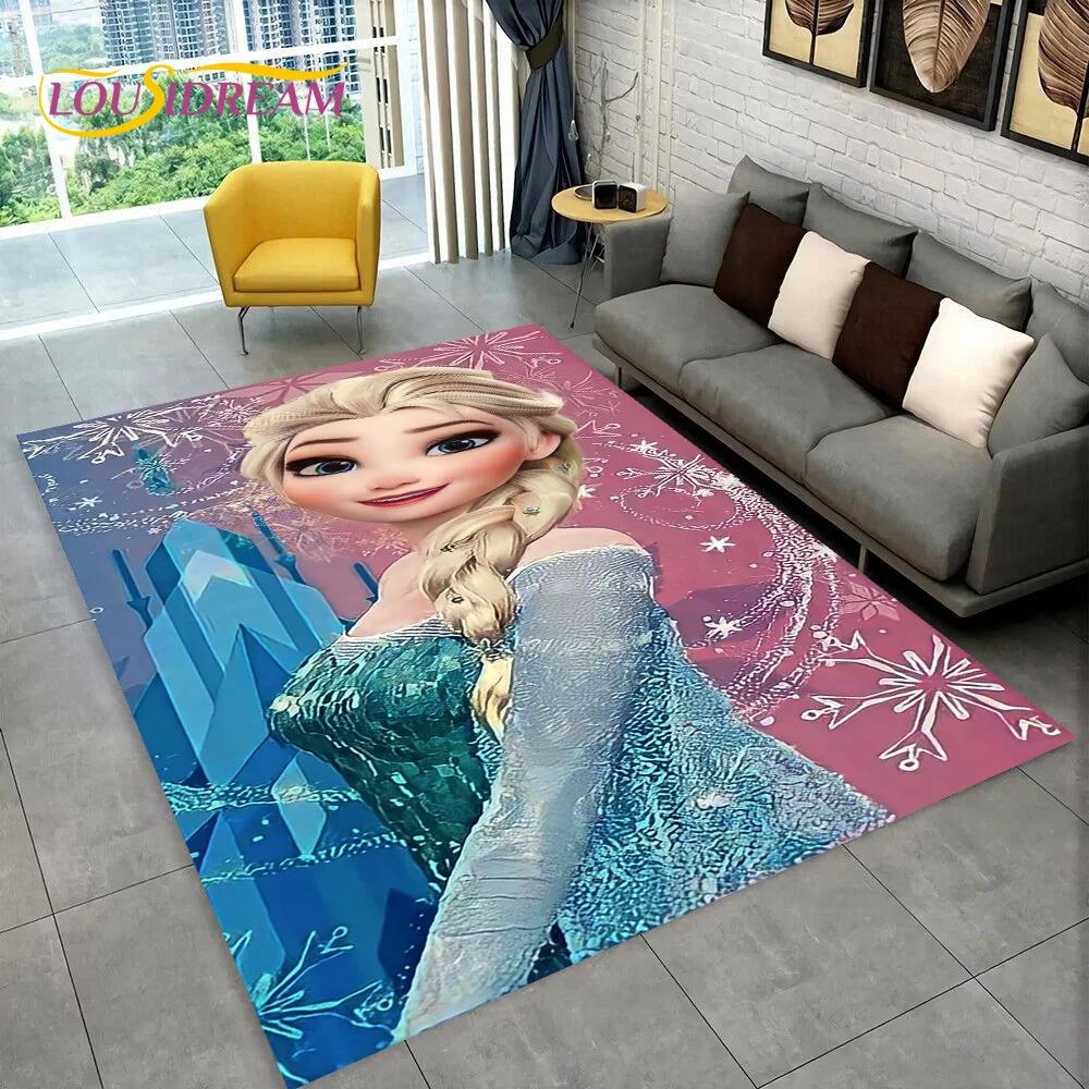 Frozen Elsa Princess Snow Queen Cartoon Carpet Rug for Home Living Room Bedroom Sofa Doormat Decor,Kid Non-slip Floor Mat