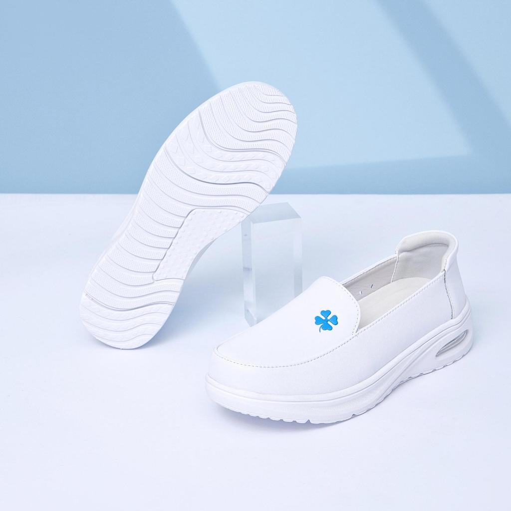 Scarpe da infermiera da donna in pelle di mucca con ammortizzatore ad aria - Traspiranti, Antiscivolo, Suola morbida, Design piatto casual comodo.