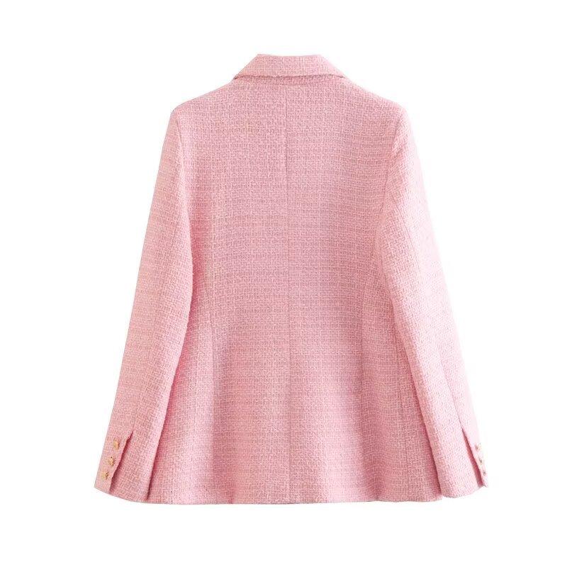 European and American style, new women's clothing, fashionable, casual, versatile fashion textured double-breasted coat