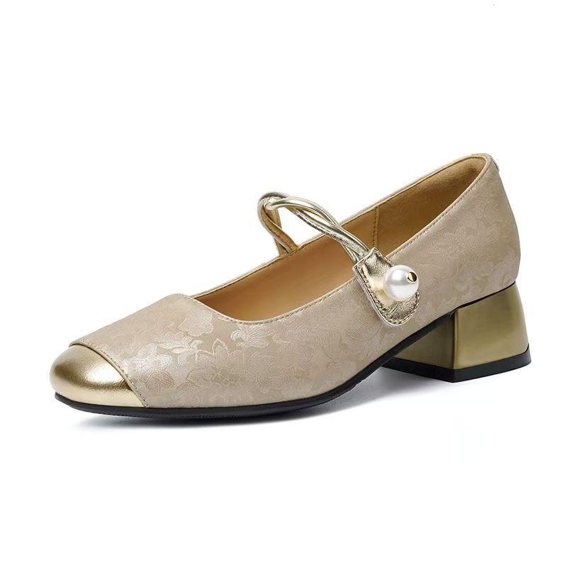 Spring and summer new Chinese style Mary Jane cheongsam single shoes new thick heel square head temperament advanced sense
