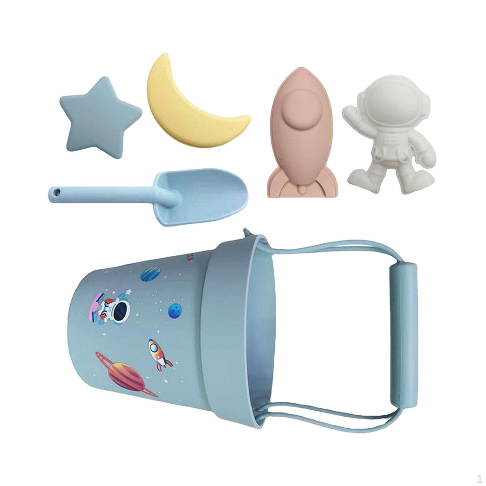 

6 предметов, набор ведер для песка и лопаток, силиконовые игрушки для малышей, песочница для детей, маленьких мальчиков синий