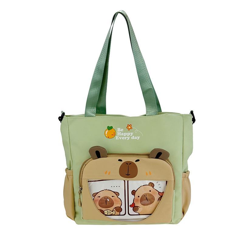 Make-up Bag New Contrasting Color Cartoon Cute Tote Bag Large Capacity Trendy Messenger Bag Portable Student Tote