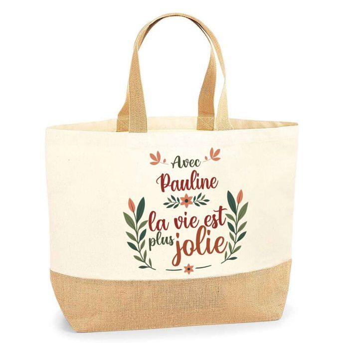 Tote bag - PLANETEE - Pauline la vie est plus jolie - Jute naturel - Porté épaule - Fabriqué en France