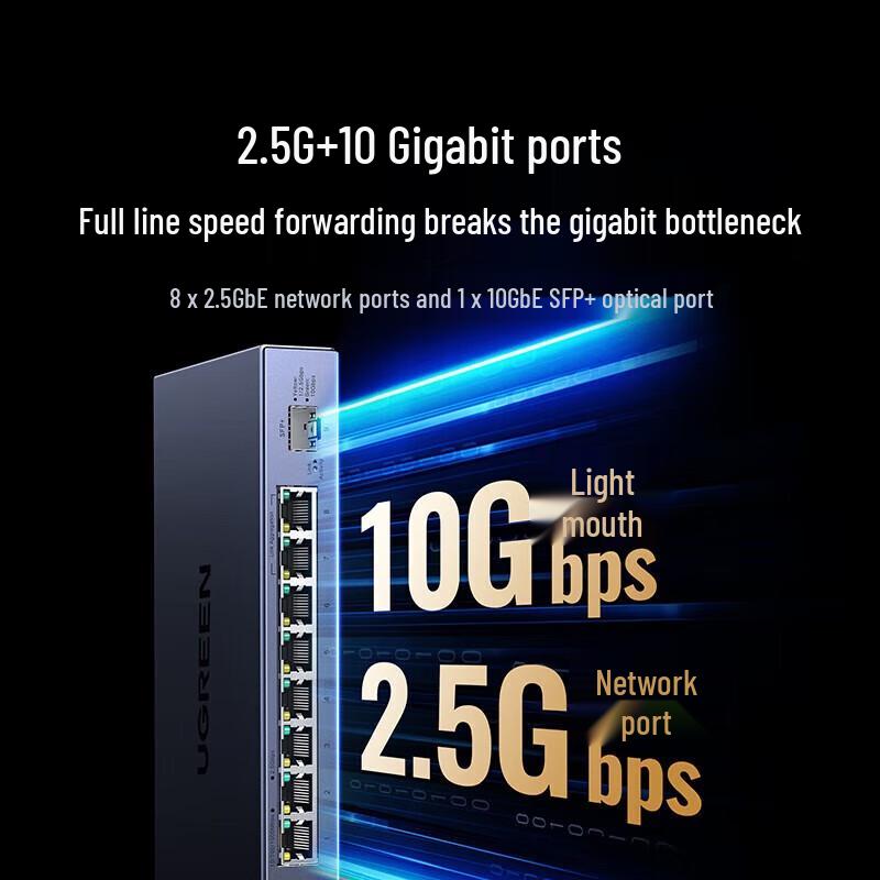 Ugreen 2.5G 8-Port Ethernet + 1-Port 10G SFP+ Network Switch