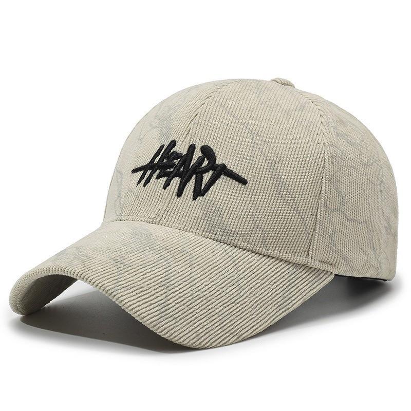 Corduroy Baseball Cap With Embroidered Letters Women Men Winter Adjustable Visor Hat