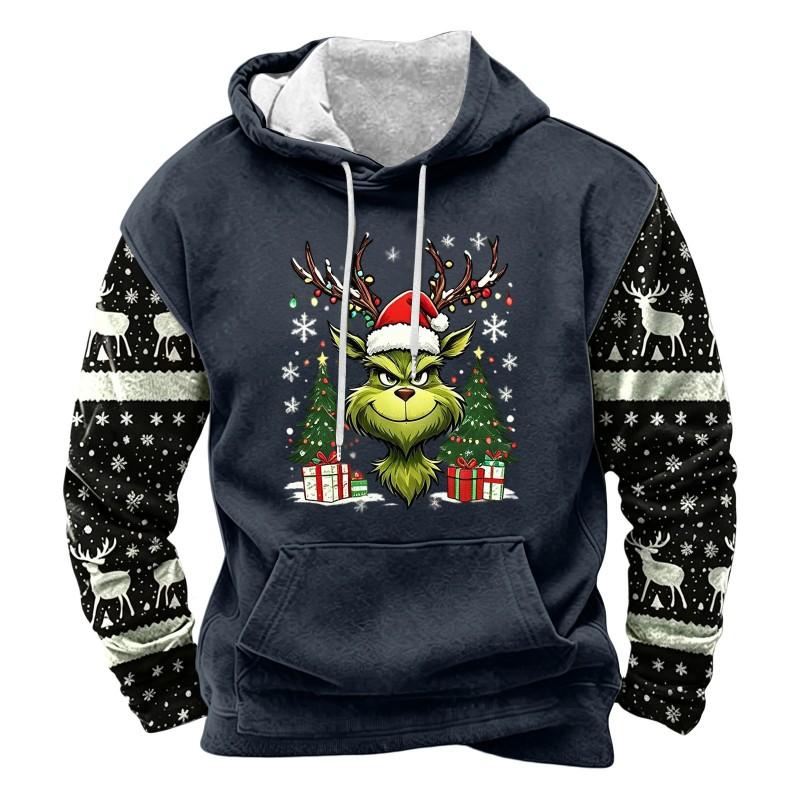 2026 Mens Christmas 3D Print Hoodie Casual Loose Fit Sweatshirt Youth