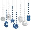 Gold Silber Eid Mubarak Banner DIY Papier Glitzerpapier Stern Mond Laterne Deckenhängend Zugfahne Hängende Girlande Islam Party