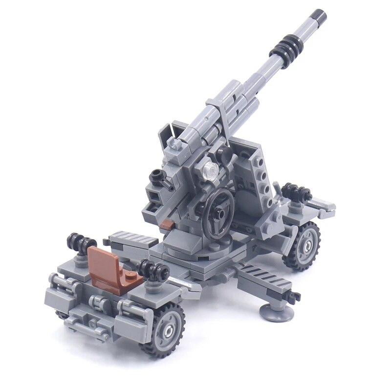 MOC 88mm protilietadlový kanón Tank Vojna Vojenské mestské vozidlo Stavebné bloky pre autá Klasický model Stavebnice Kocky Sady Nápady