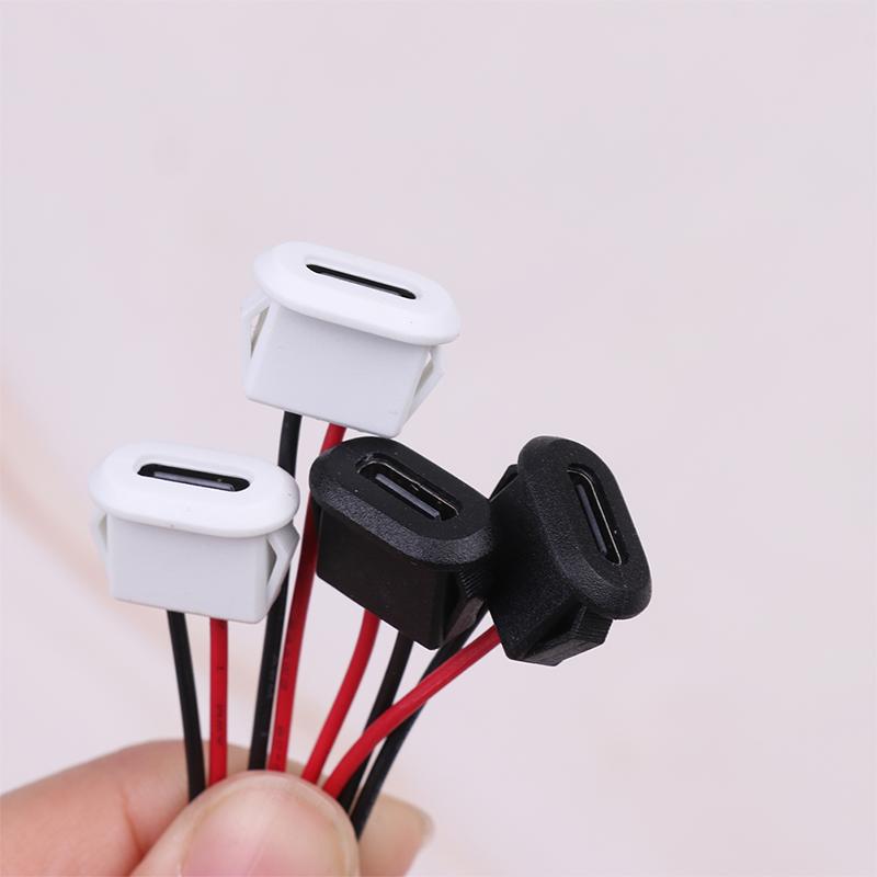

2Pcs Usb Connector Type-C Waterproof 2P Female With Terminal Charging Port