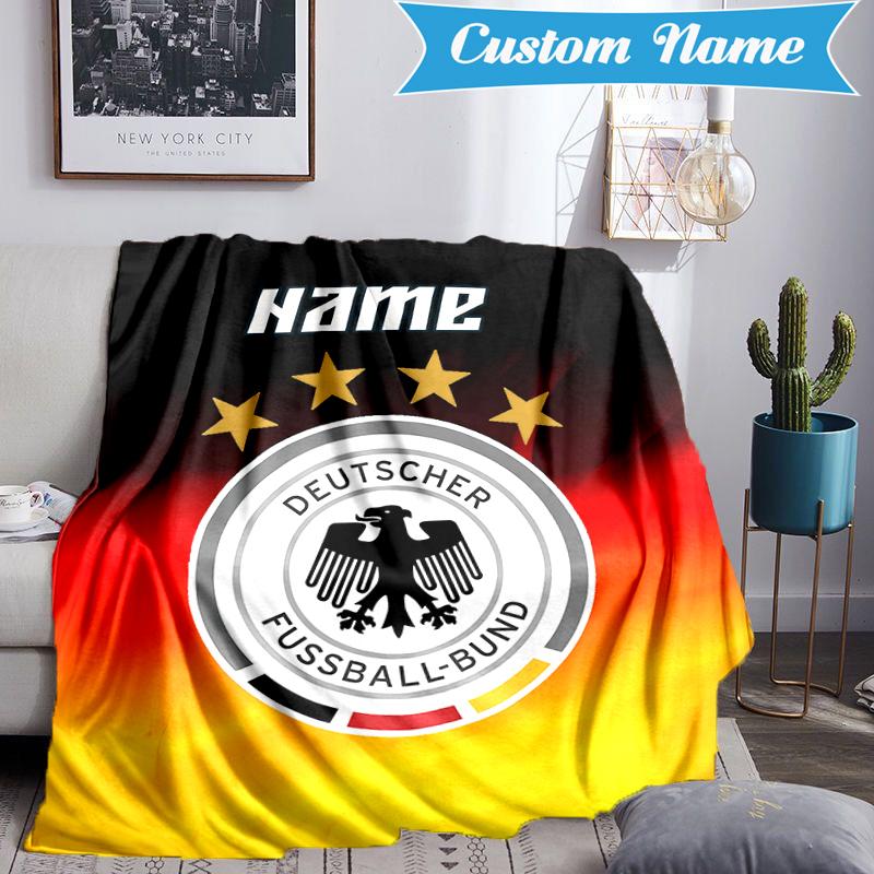 Custom Name German Football Crest Blanket Lightweight Ideal Bedding Blanket Perfect for Travel, Camping, Living Rooms, Sofas, Christmas Gift