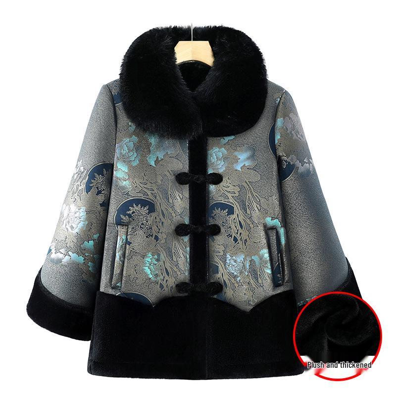 

Бархатная куртка бабушки с хлопковой набивкой для женщин - Зимнее пальто для пожилых дам 5XL: 145-160 lbs