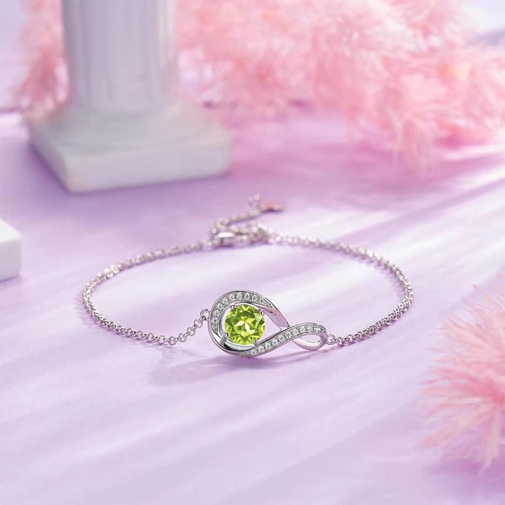 Gemlanto 925 Sterling Silver Bracelet with Peridot and August Birthstone, 18K Gold Plated, Gift Wrapping Available, Perfect for Birthdays