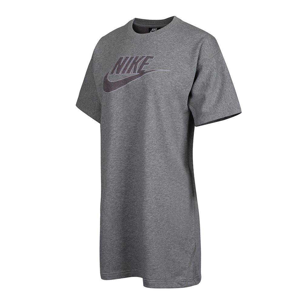 Nike Sportswear Letter Casual Breathable Short Sleeve Dress Women dresses Gray CU6402-063