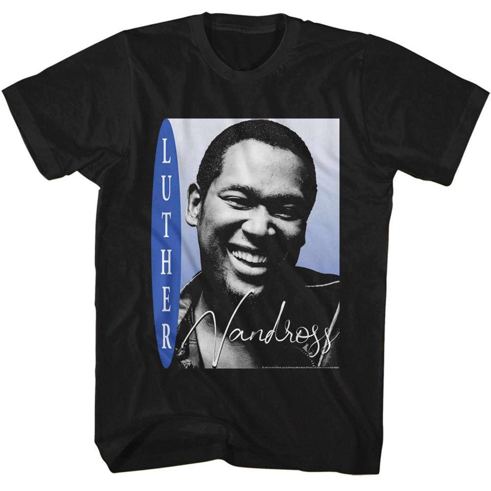 Luther Vandross Smiling Photo Black Adult T-Shirt L