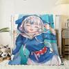 G-Gawr Gura Anime Throw Soft Flannel Throw Blanket, Lightweight Breathable Summer Nap Blanket For Sofa Home Travel Cozy Decor