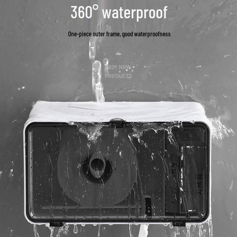 Punch-Free Wall-Mounted Bathroom Tissue Holder & Magnetic Storage Box