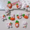 10 Pcs New Cute Cartoon Animal Little Rabbit Radish Series Resin Scrapbook Diy Jewelry Children Gift Hairpin Accessories A90