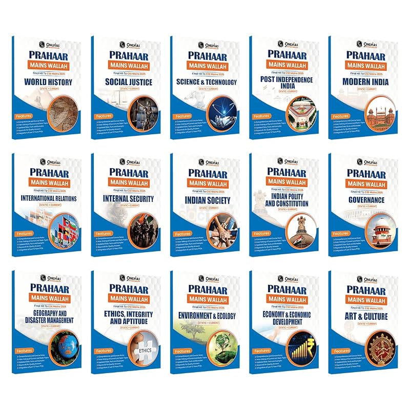 PW UPSC Prahaar Mains Wallah (Static + Current) Combo Set of 15 Books l Final Hit To CSE Mains 2025 | For Civil Services Examinations [Paperback] PW