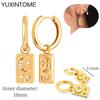 925 Sterling Silver Needle Vintage Square Round Pendant Earrings For Women Crystal Shell Geometric Earrings Fashion Jewelry