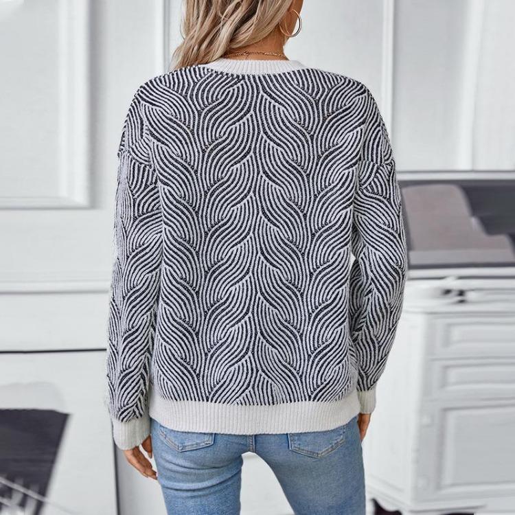 Long Sleeve Loose Cardigan Vintage O Neck Sweater Solid Color Knitwear Top Autumn Winter