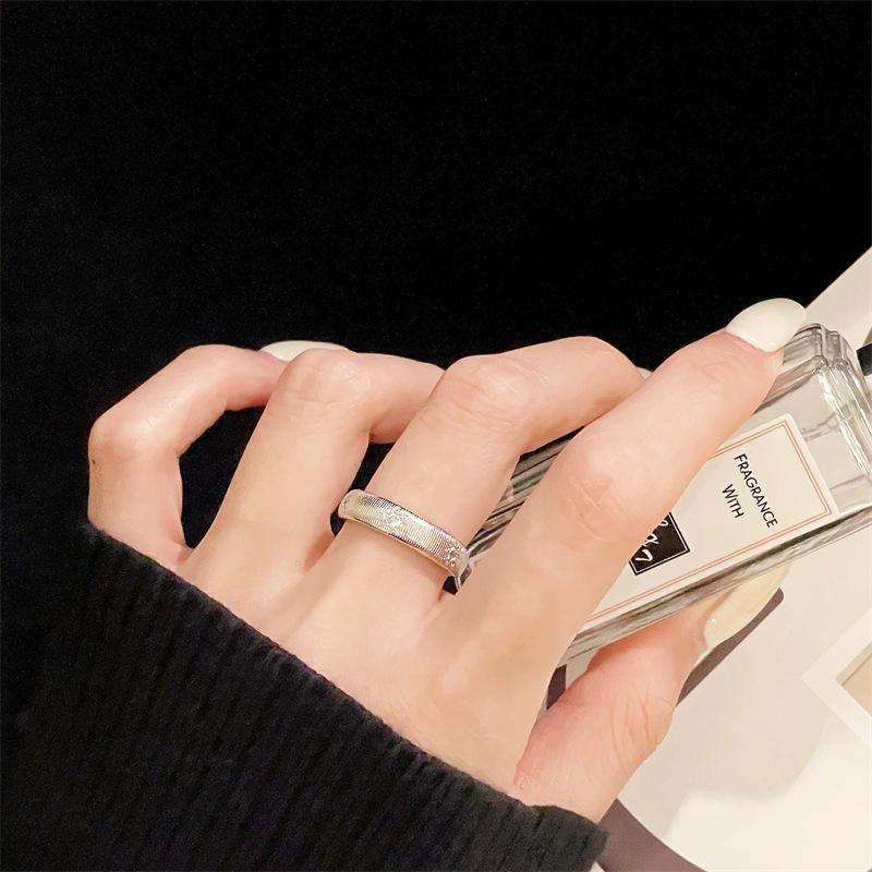 Medieval Brushed Retro Open Ring Niche Design Sense Light Luxury High Sense Fashion Simple Court Style Ring Female