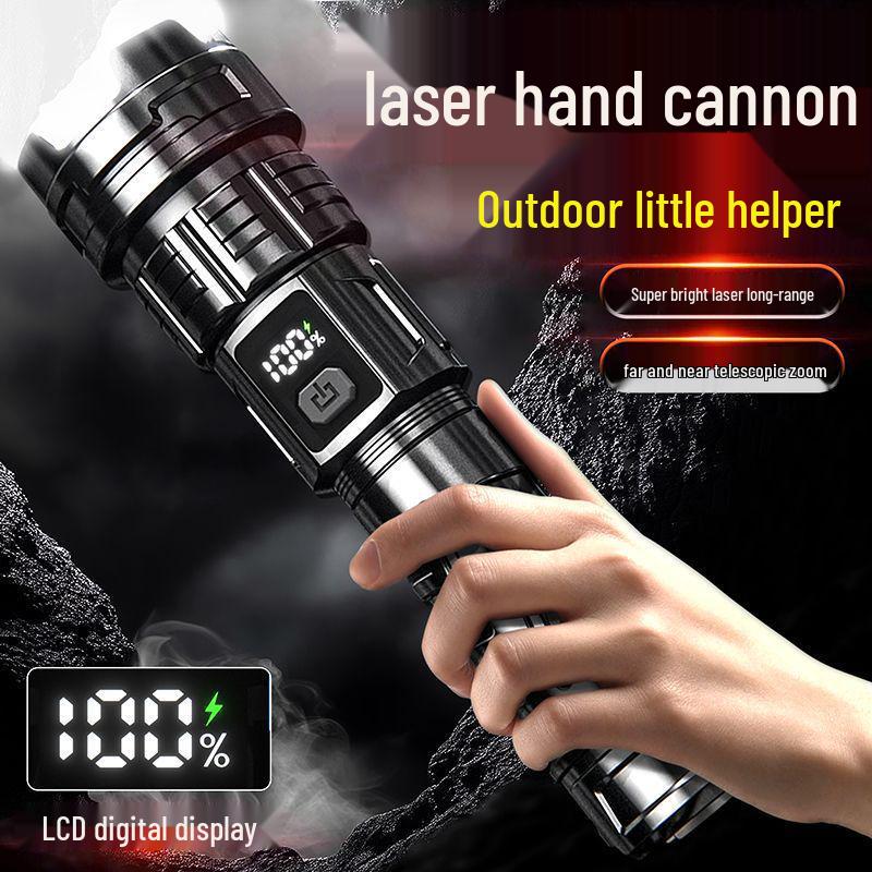 Tactical High-Power Rechargeable Flashlight with Zoom & Long-Range Laser