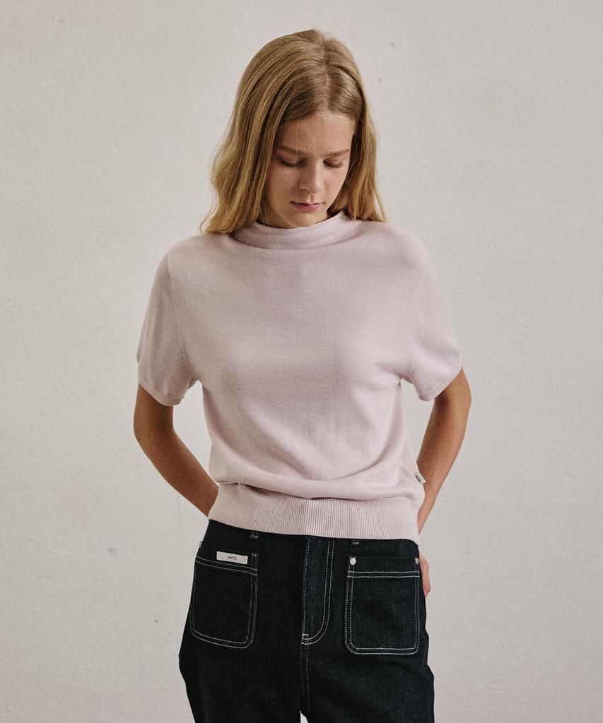 ARTID Wool Silk Half-Neck Short Sleeve Knit_3 Colors