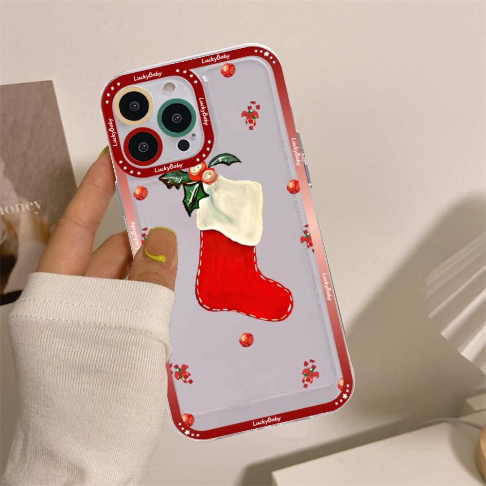Christmas Cartoon New Year Gift Phone Case For iPhone 16 15 14 13 12 11 Pro Max XS X XR Mini Protective Cover